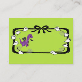 Tarjeta De Mesa Halloween Dinosaur With Bat Wings Green