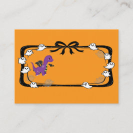 Tarjeta De Mesa Halloween Dinosaur With Bat Wings Orange