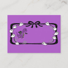 Tarjeta De Mesa Halloween Dinosaur With Bat Wings Purple