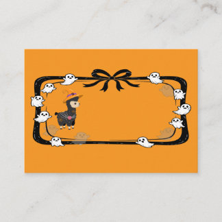 Tarjeta De Mesa Halloween Llama Wearing Witch Hat Orange