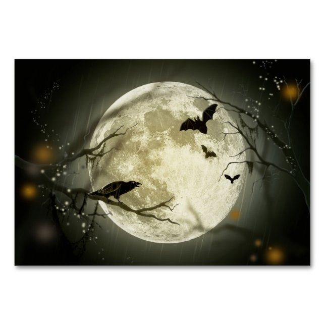 Tarjeta De Mesa Halloween Moon Spooky Crows (Anverso)
