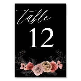 Tarjeta De Mesa Halloween Pink & Black Floral Table Number - Negro