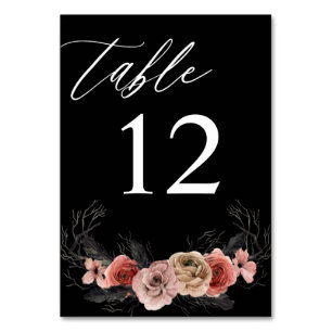 Tarjeta De Mesa Halloween Pink & Black Floral Table Number - Negro