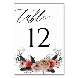 Tarjeta De Mesa Halloween Pink & Black Floral Table Número V2
