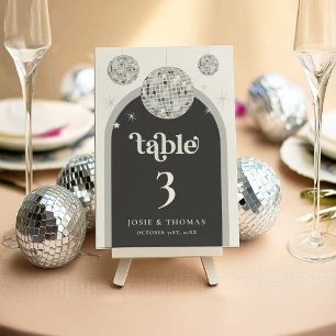 Tarjeta De Mesa Halloween Retro Grunge Disco Ball Boda