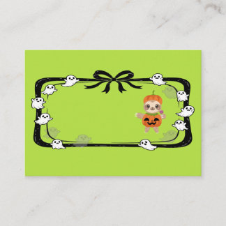 Tarjeta De Mesa Halloween Sloth In Pumpkin Costume Green