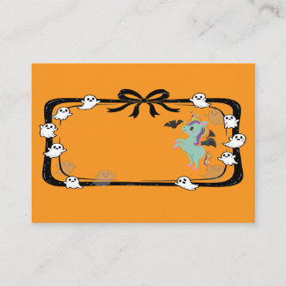 Tarjeta De Mesa Halloween Unicorn Greeting Bat Orange