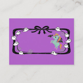 Tarjeta De Mesa Halloween Unicorn Greeting Bat Purple