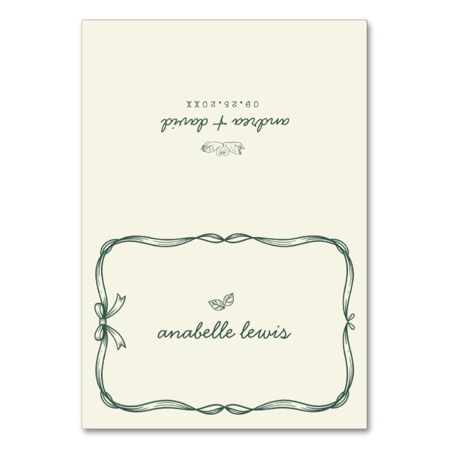 Tarjeta De Mesa Hand Drawn Editable Guest Name Wedding Place Card (Anverso)