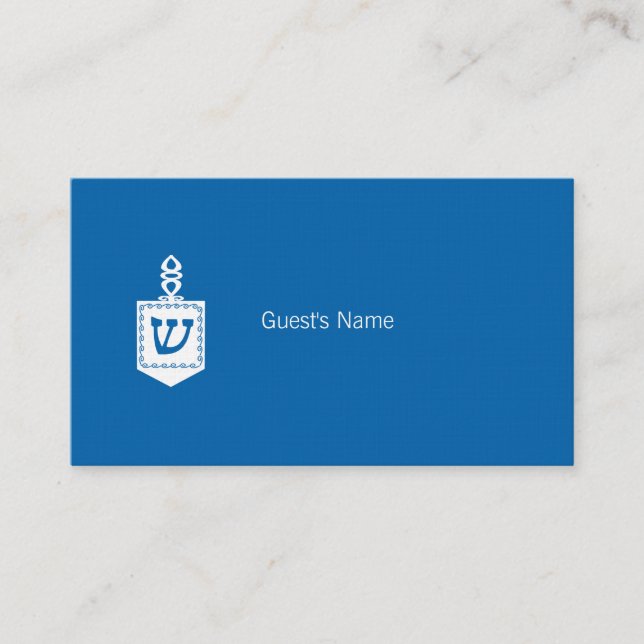 Tarjeta De Mesa Hanukkah Motif Dreidel blue Place Card (Anverso)