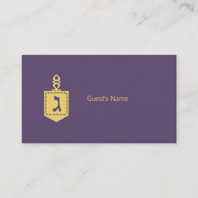 Tarjeta De Mesa Hanukkah Motif Dreidel púrpura Place Card (Anverso)
