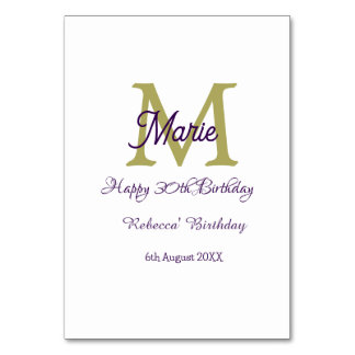Tarjeta De Mesa Happy 30th Birthday goldenadd name monogram modern