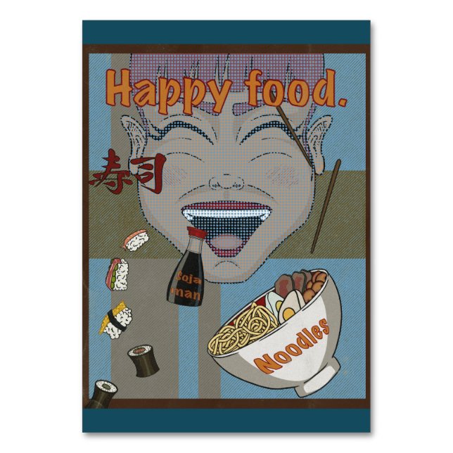 Tarjeta De Mesa Happy food (Anverso)