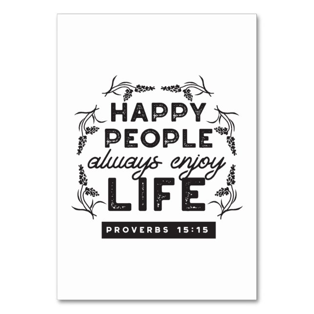 Tarjeta De Mesa Happy Life with Faith – Proverbs 15:15 Art (Anverso)