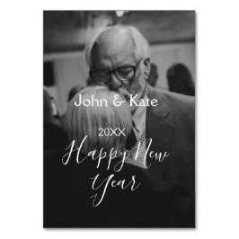 Tarjeta De Mesa Happy new year couple photo name year black white 