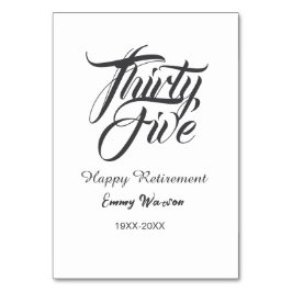 Tarjeta De Mesa Happy retirement bold letter name year elegant sim