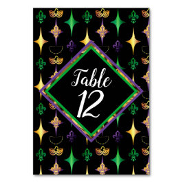 Tarjeta De Mesa Harlequins Beads Mask Fleur de Lis Mardi Gras