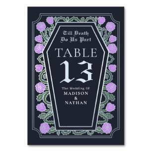 Tarjeta De Mesa Hasta la muerte Lilac Rosa Boda gótico azul