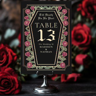 Tarjeta De Mesa Hasta la muerte nos Rosa parte Boda gótico negro
