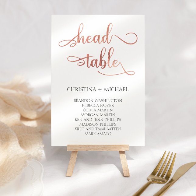 Tarjeta De Mesa Head Table Rose Gold Wedding Seating Chart 3.5x5 (Subido por el creador)