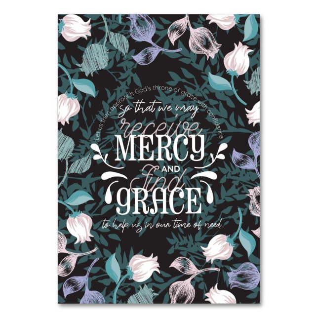 Tarjeta De Mesa Hebreo 4:16 cita negro sobre (Anverso)