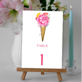 Tarjeta De Mesa Helado de flor acuarela - número de tabla boda