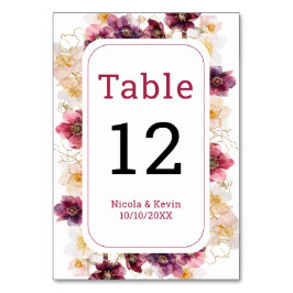 Tarjeta De Mesa Hellebore Floral Burgundy Wedding Table Number