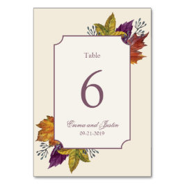 Tarjeta De Mesa Hemorragia de agua otoñal Wedidng