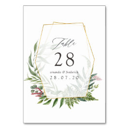 Tarjeta De Mesa Herbario Acuarela Boda Geométrica