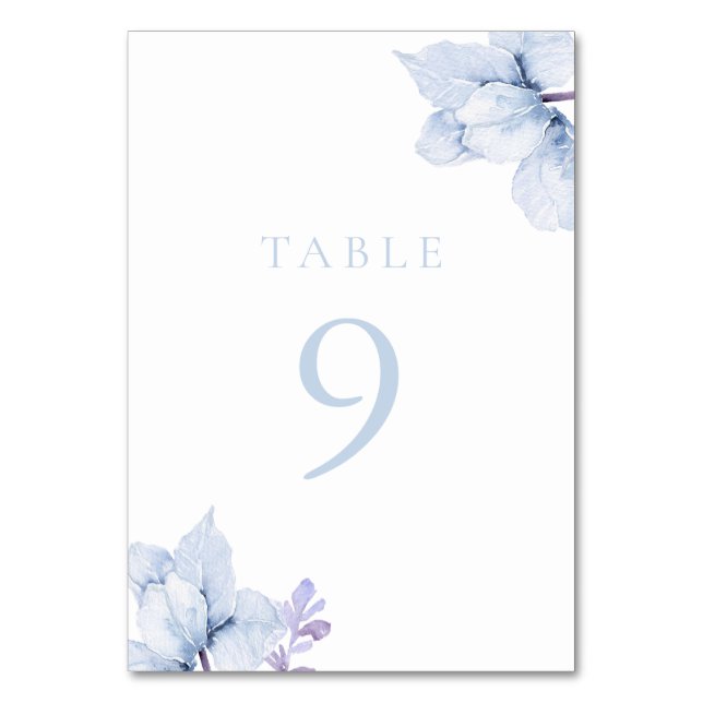 Tarjeta De Mesa Hermosa elegancia Boda Floral Azul (Anverso)