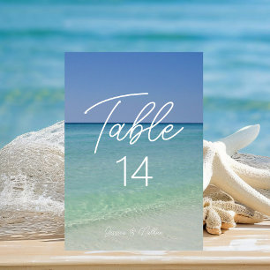 Tarjeta De Mesa Hermosa fotografía de playa Boda personalizado