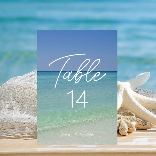 Tarjeta De Mesa Hermosa fotografía de playa Boda personalizado (Subido por el creador)