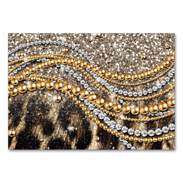 Tarjeta De Mesa Hermosa imagen de animales de moda Leopard Faux (Anverso)