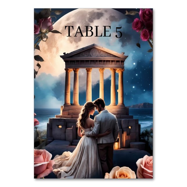 Tarjeta De Mesa Hermosa novia y novio parados junto al mar (Reverso)