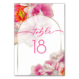 Tarjeta De Mesa Hermosa Scarlet Peony Floral