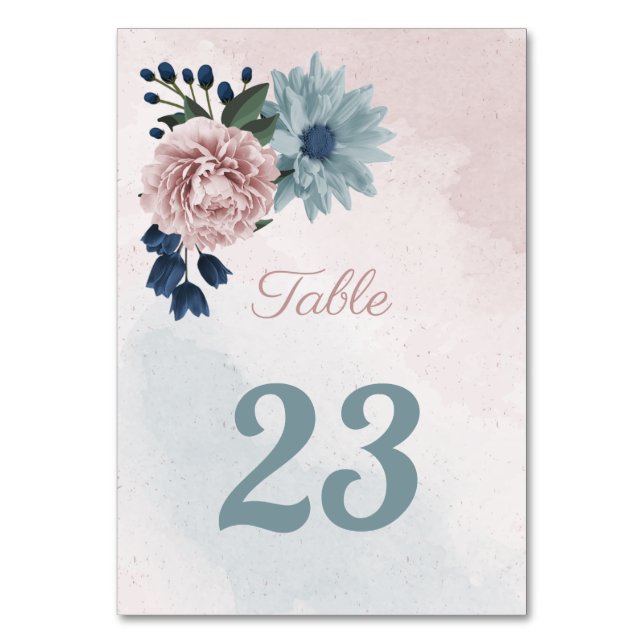 Tarjeta De Mesa hermosa vegetación floral azul rosa (Anverso)