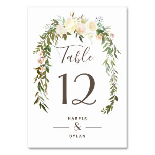 Tarjeta De Mesa Hermosas Florals Número de tabla de color de agu