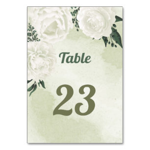 Tarjeta De Mesa hermosas flores blancas hojas verdes