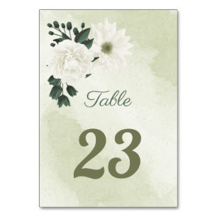 Tarjeta De Mesa hermosas flores blancas hojas verdes