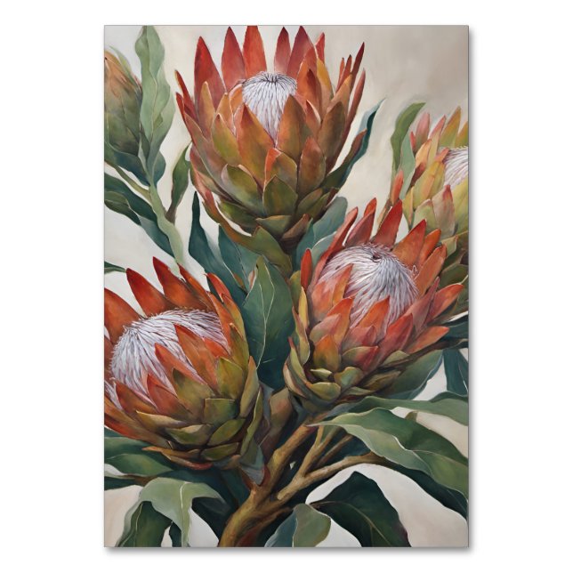 Tarjeta De Mesa Hermosas flores de Protea de Sudáfrica (Anverso)