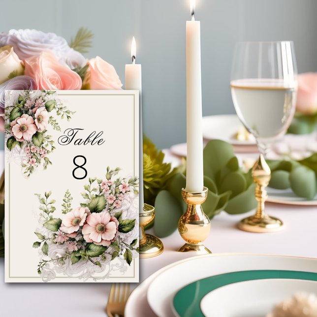 Tarjeta De Mesa Hermosas flores rosadas Vines verdes (Subido por el creador)
