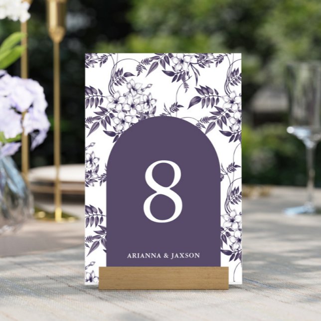Tarjeta De Mesa Hermoso Boda de arco floral morado (Subido por el creador)