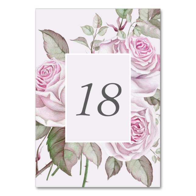 Tarjeta De Mesa Hermoso Boda de Rosas morado suave (Anverso)