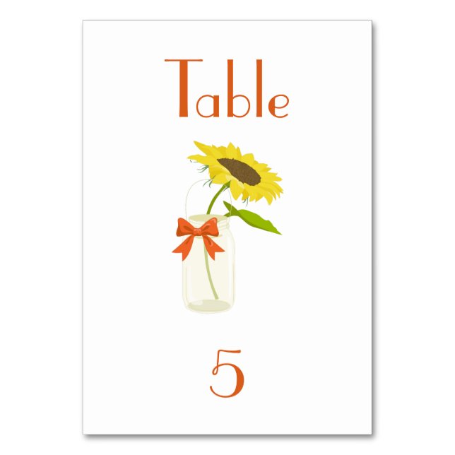 Tarjeta De Mesa Hermoso Boda girasol (Anverso)
