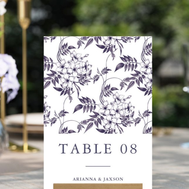 Tarjeta De Mesa Hermoso Boda morado floral (Subido por el creador)