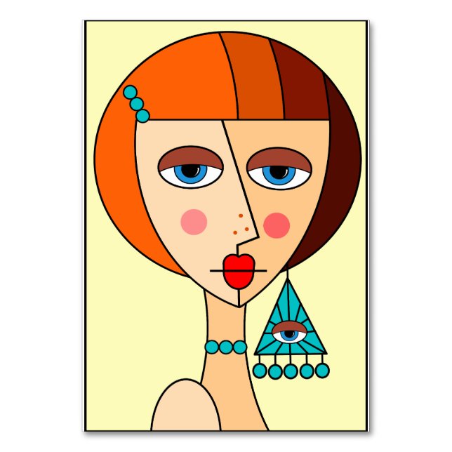 Tarjeta De Mesa Hermoso cubismo de mujeres pelirrojas (Anverso)