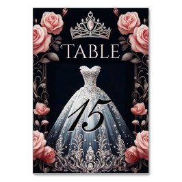 Tarjeta De Mesa Hermoso Rosa español de Quinceañera