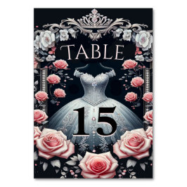 Tarjeta De Mesa Hermoso Rosa español de Quinceañera