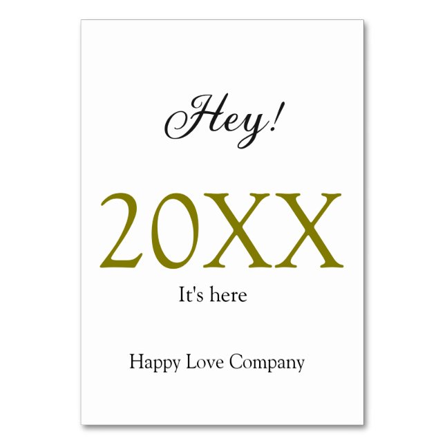 Tarjeta De Mesa Hey it's new year add year gold black simple. Mini (Anverso)