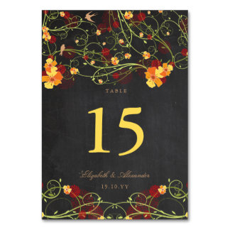 Tarjeta De Mesa Hibiscus Amarillo Traga Boda Floral de cartón